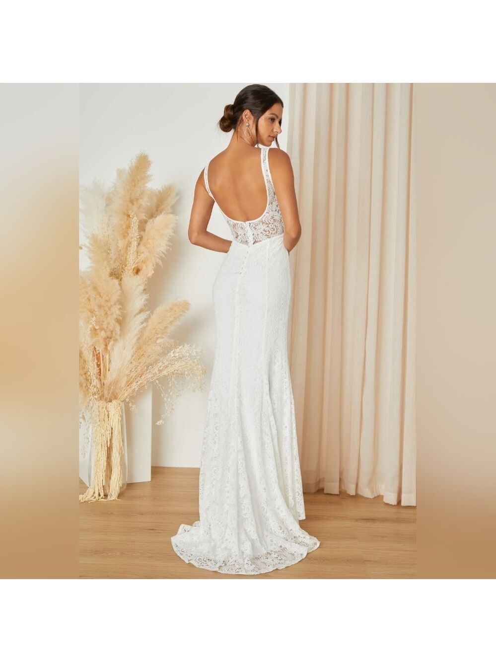 Lulus | Beloved Eternity White Lace Sleeveless Backless Maxi Dress | Size M